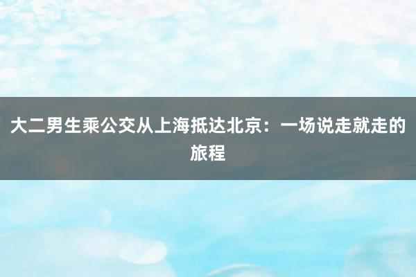 大二男生乘公交从上海抵达北京：一场说走就走的旅程